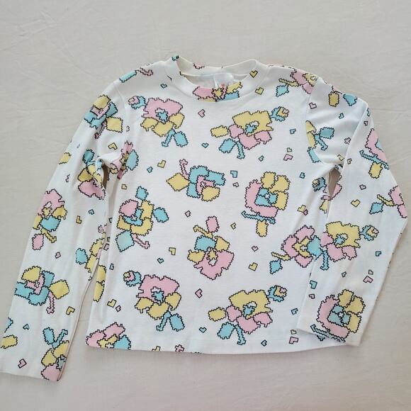 Vintage “Hart St.”Geometric Art Floral Design Kids Long Sleeve Tee, Size 10/12 - Picture 1 of 10